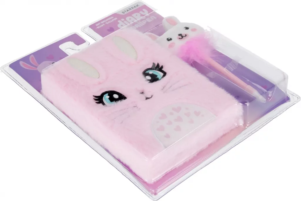 Pamiętnik pluszowy Królik z kłódką + długopis - tantis.pl