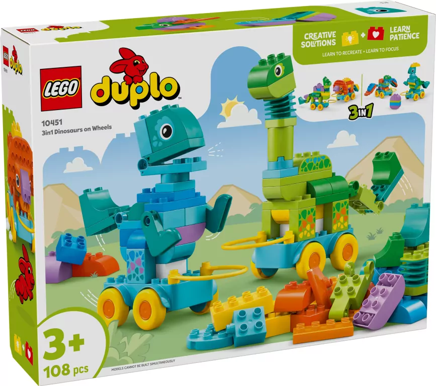 LEGO® Duplo. 3 w 1 Dinozaury na kółkach 10451 - tantis.pl