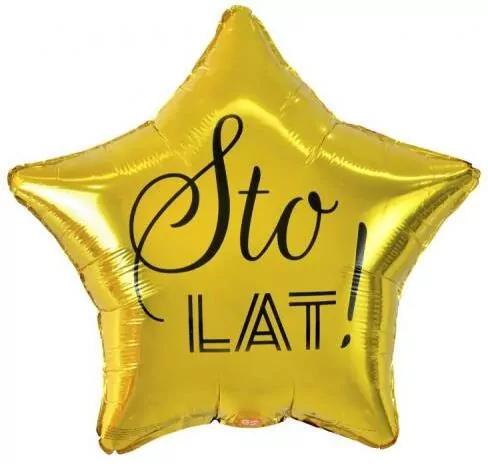 Balon foliowy Sto Lat gwiazda złota - tantis.pl