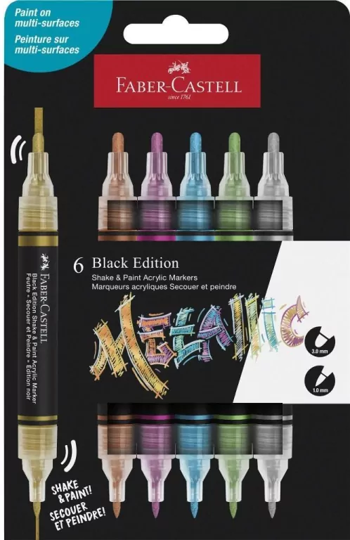 Marker akrylowy Black Edition 6kol FABER-CASTELL - tantis.pl