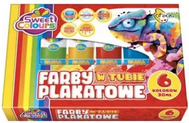 Farby plakatowe 6 kolorów w tubie 35ml.Otocki % BPZ - tantis.pl
