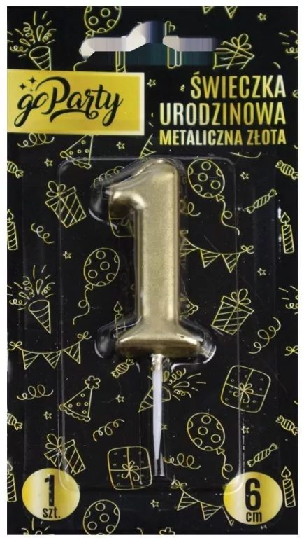 Świeczka urodzinowa 1 Metaliczna złota - tantis.pl