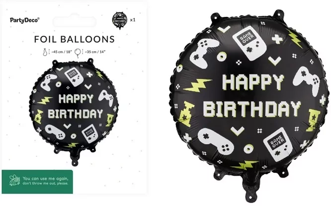 Balon foliowy pastylka Happy Birthday 35x35cm - tantis.pl