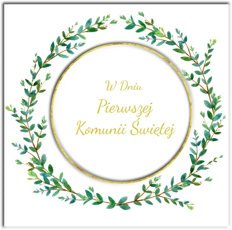 Karnet. Komunia. Wianek z liśćmi - tantis.pl