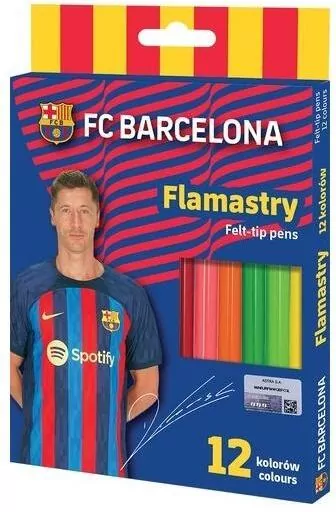Flamastry okrągłe FC Barcelona 12 kolorów ASTRA - tantis.pl