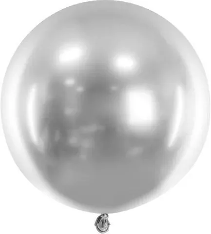 Balon okrągły Glossy srebrny 60cm - tantis.pl