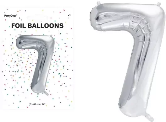 Balon foliowy 7 86cm srebrny - tantis.pl