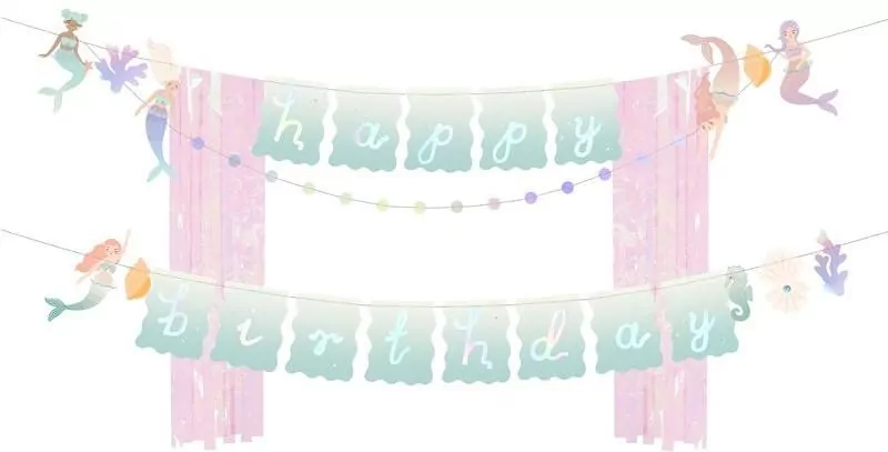 Baner Happy Birthday Syrenka 130x100cm - tantis.pl
