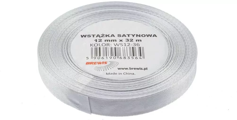 Wstążka satynowa szara 12mmx32m - tantis.pl