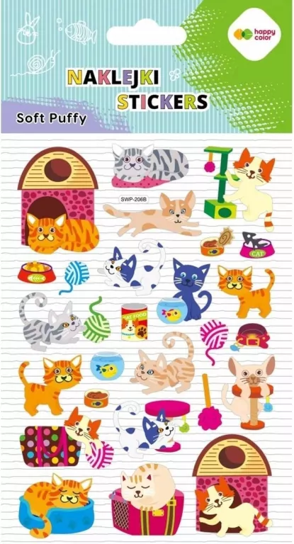 Naklejki 3D Soft Puffy Cat 110x205 HAPPY COLOR - tantis.pl