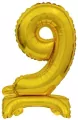 Balon foliowy mini cyfra 9 ze stopką złota 22x40cm - tantis.pl