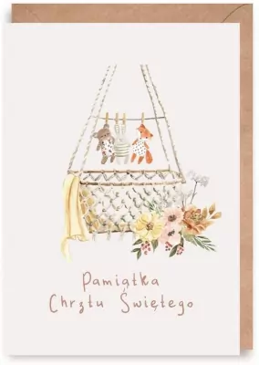 Kartka okolicznościowa, eko koperta. Chrzest