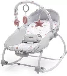 Leżaczek multifunkcyjny z wibracjami gwiazdki róż