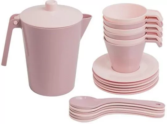 Różana Wata Cukrowa Serwis kawowy, 19 elementów