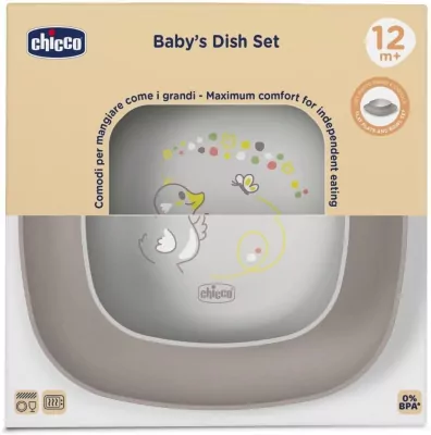 Zestaw 2 talerzy szary 12m+