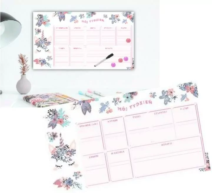 Planer magnetyczny jednorożec + marker + magnesy - tantis.pl