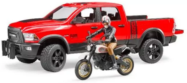 Bruder. Auto Dodge RAM 2500 Power Wagon z motocyklem Ducati, 02502 - tantis.pl