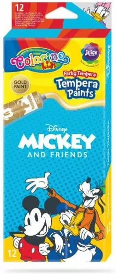 Farby Colorino Kids tempera w tubach 12 kolorów 12 ml Mickey - tantis.pl