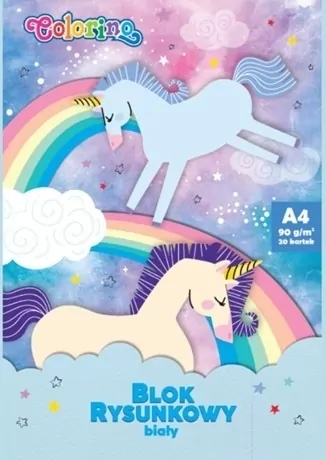 Colorino Blok Rysunkowy Biały A4/20k 90g - Unicorn - tantis.pl