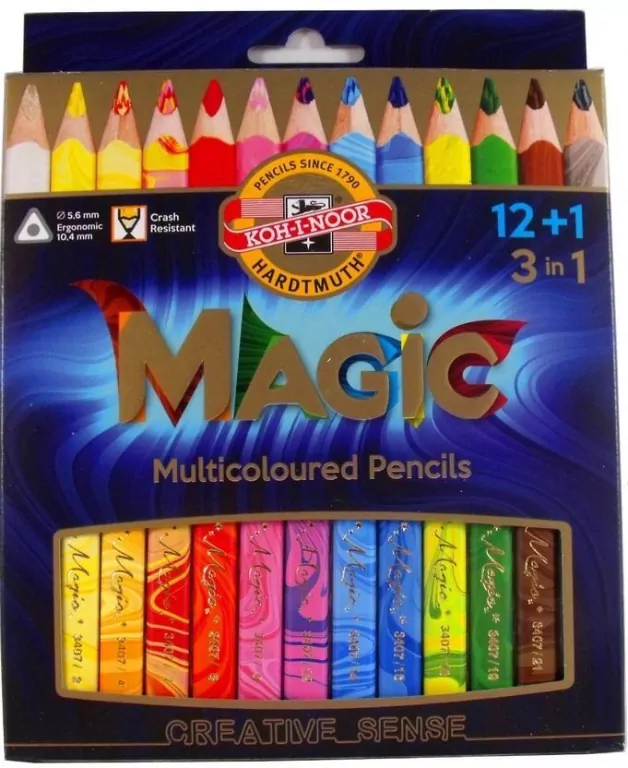 Kredki trójkolorowe. Magic 3w1. 12+1 kolorów - tantis.pl