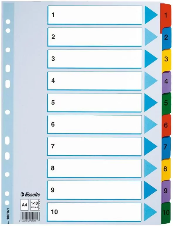 Przekładki A4, Esselte Mylar Numeryczne 1-10 - tantis.pl