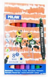 Flamastry Bicolor 8szt-16 kolorów MILAN - tantis.pl