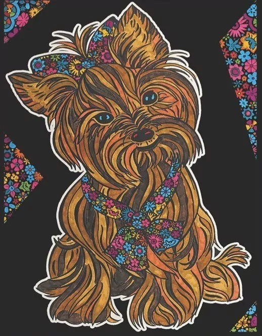 Kolorowanka welwetowa A4 Yorkshire Terrier - tantis.pl