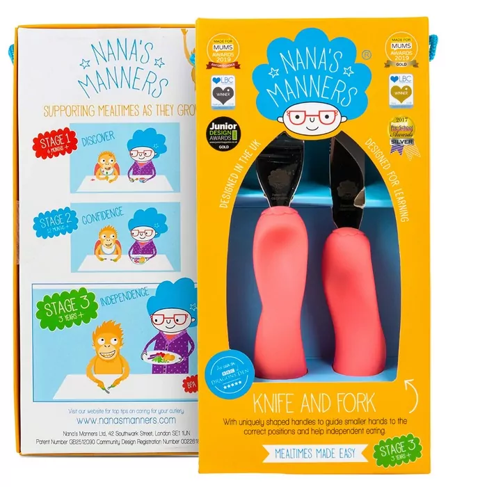 Nana's Manners Sztućce kształtujące chwyt różowy - tantis.pl