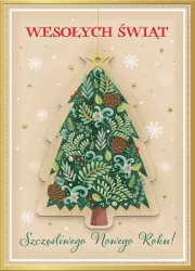 Karnet B6 z zawieszką choinka