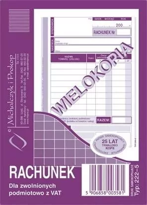 Rachunek dla zwolnionych z VAT 222-5 - tantis.pl