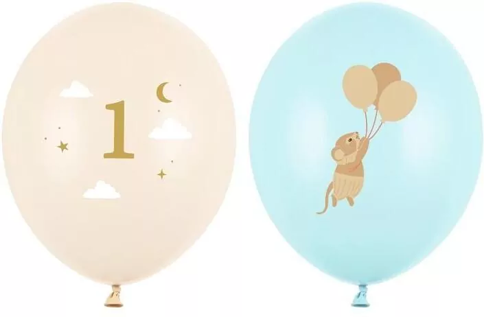 Balony Myszki z cyferką 1 Light Blue 30cm - tantis.pl