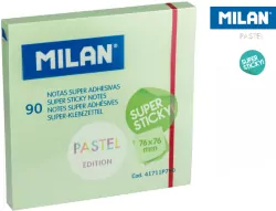 Karteczki samoprzylepne zielone Milan super sticky 76 x 76 90 sztuk