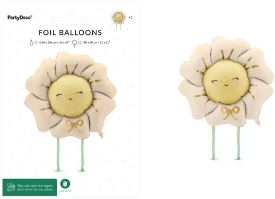 Balon foliowy Kwiatek jasny beż 104x104cm - tantis.pl