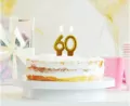 Świeczka cyferka 60 Beauty&Charm metalik złota 8cm - tantis.pl