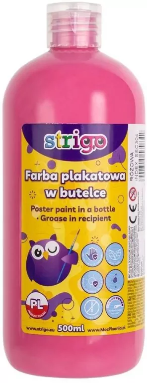Farba plakatowa w butelce 500ml. Różowa - tantis.pl