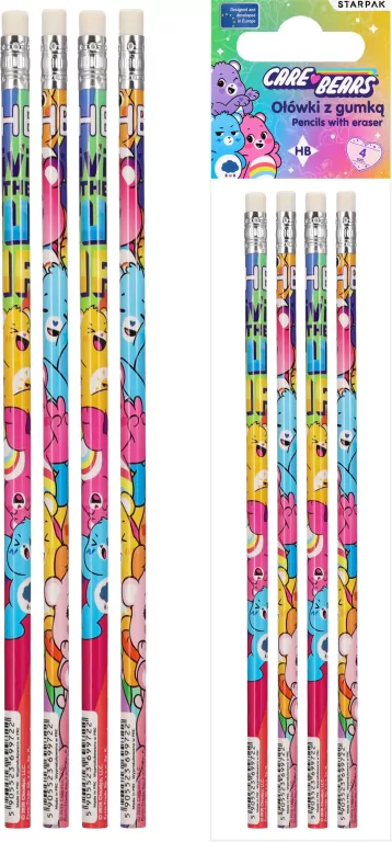 Ołówki z gumką Care Bears 4szt - tantis.pl