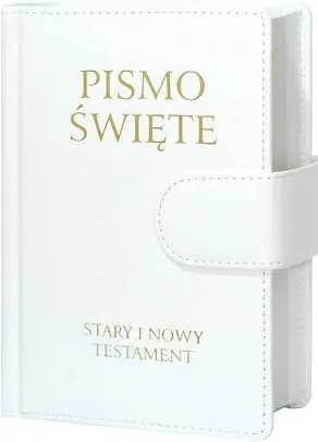 Pismo Święte Stary i Nowy Testament. Małe, białe, z zapięciem - tantis.pl