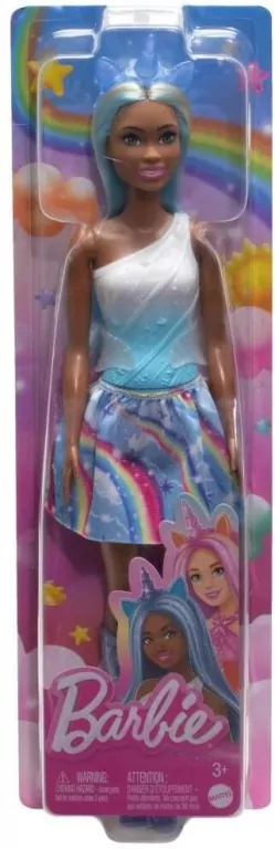 Mattel. Barbie Lalka Jednorożec, niebieska HRR14 - tantis.pl