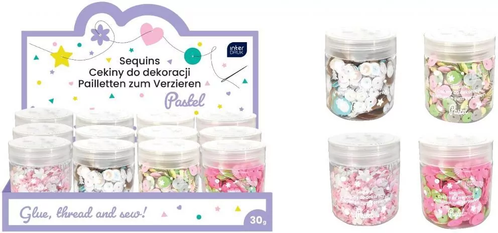 Cekiny do dekoracji 30g pastel (12szt) - tantis.pl