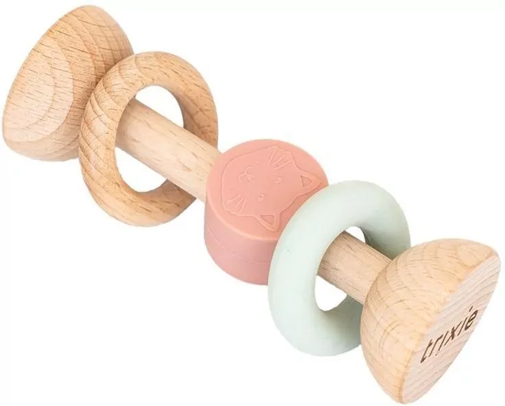 Grzechotka drewniana silikonowa Kot - tantis.pl