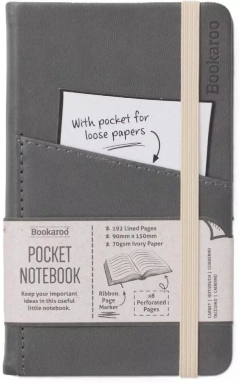 Bookaroo Notatnik Journal Pocket A6. Szary - tantis.pl