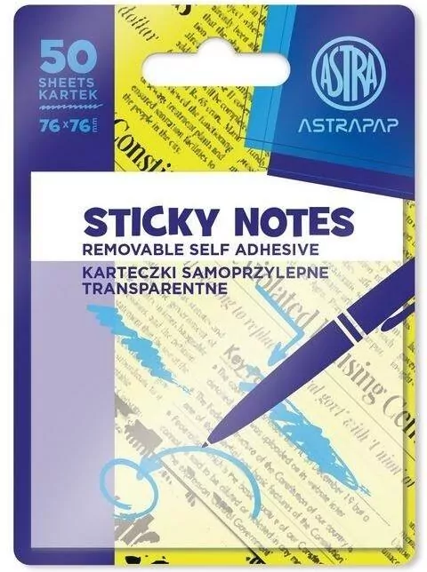 Karteczki samoprzylepne transparentne 75x75mm - tantis.pl