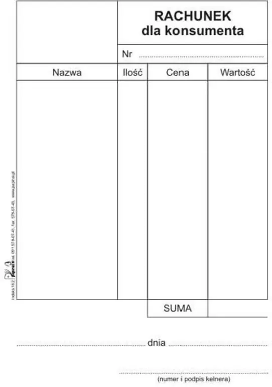 Rachunek dla konsumenta wielokopia A6 - tantis.pl