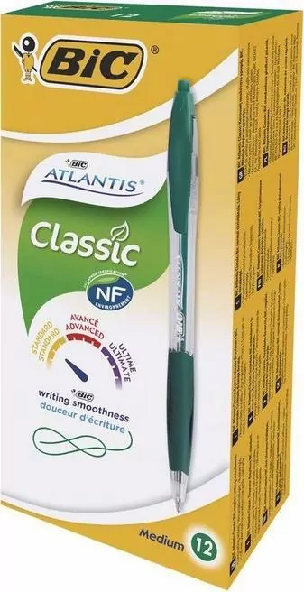 Długopis Atlantis Classic zielony (12szt) BIC - tantis.pl
