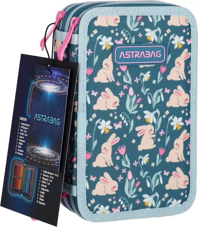 Piórnik potrójny z wyposaż. Jumbo Candy BunnyASTRA - tantis.pl