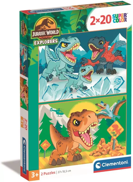 Clementoni. Puzzle 2x20. Super Kolor. Jurassic World - tantis.pl