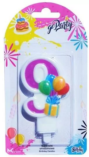 Świeczka urodzinowa "9" z balonikami - tantis.pl