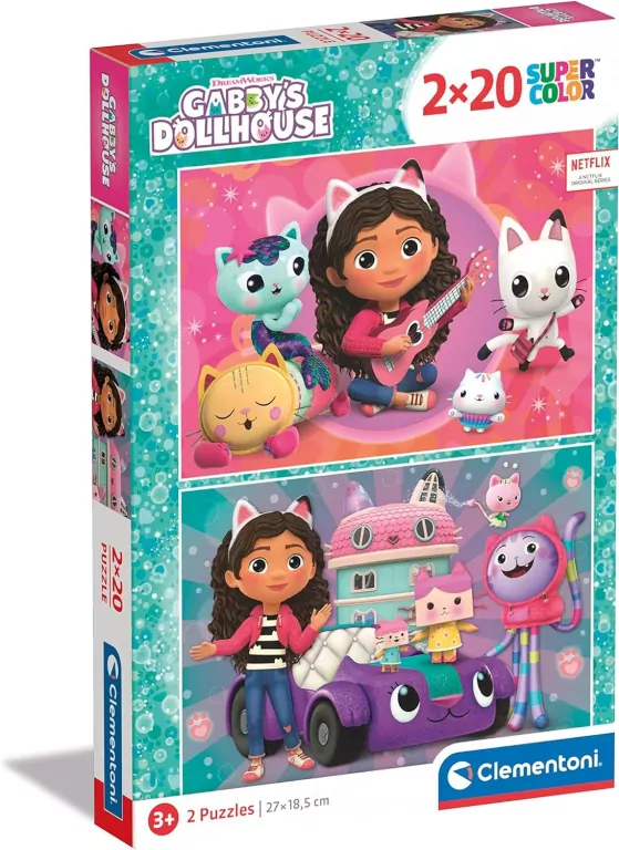 Clementoni. Puzzle 2x20. Super Kolor. Gabby's Dollhouse - tantis.pl