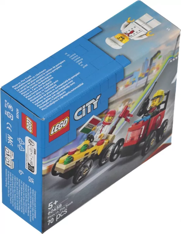 LEGO® Zestaw wyścigówek: pizza kontra wóz strażacki 60458 - tantis.pl