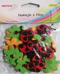 Naklejki z filcu. Biedronki i kwiatki